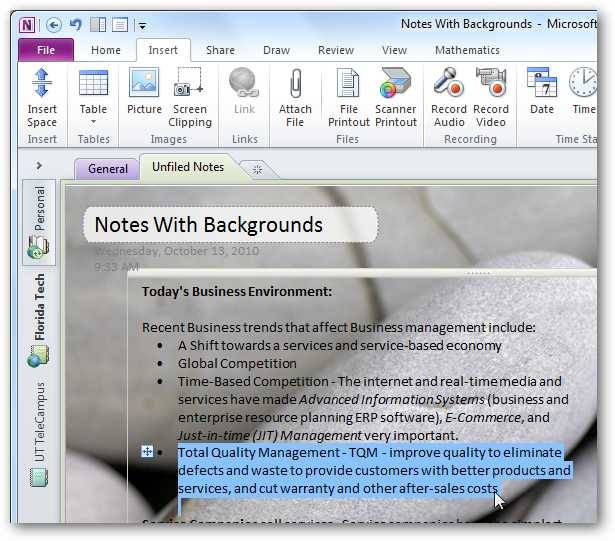 Personalize Your OneNote 2010 Notebooks With Backgrounds and More