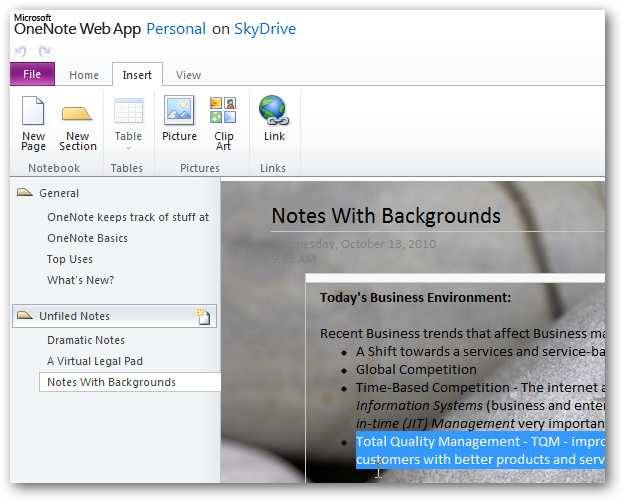 Personalize Your OneNote 2010 Notebooks With Backgrounds and More