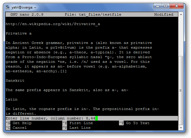 07 go to line,column