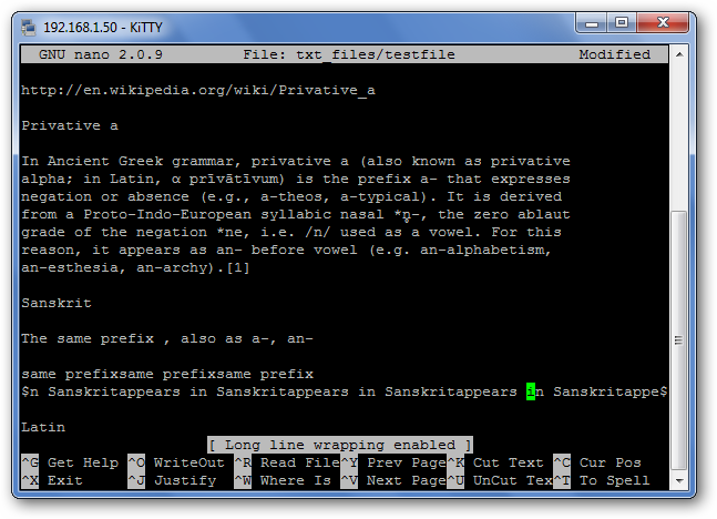 11 line wrapping enabled