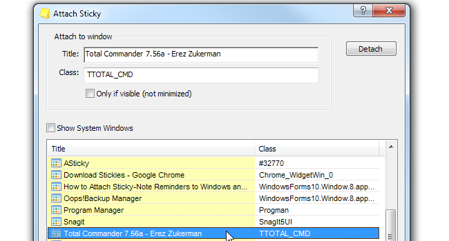 How to Attach Sticky-Note Reminders to Windows and Applications