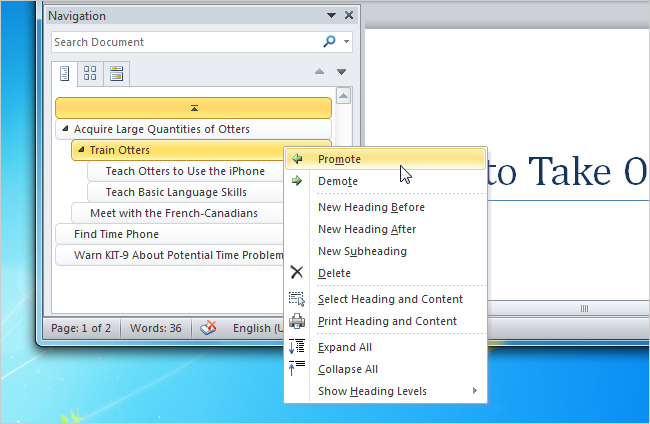 Use the Navigation Pane in Word 2010 to Easily Reorganize Documents