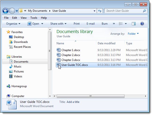 Create One Table of Contents from Multiple Word 2010 Documents