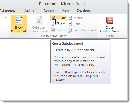 Word Document Create Commons Create a Master Document in Word 2010 from Multiple Documents