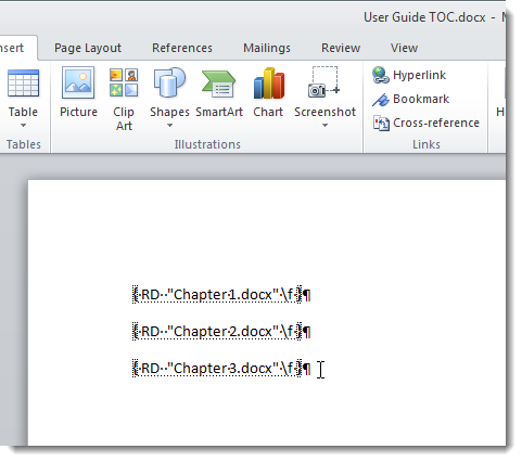 Create One Table of Contents from Multiple Word 2010 Documents