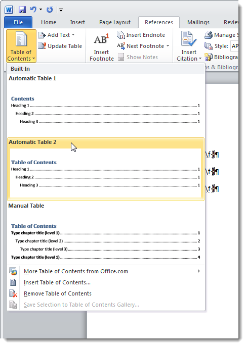 Create One Table of Contents from Multiple Word 2010 Documents
