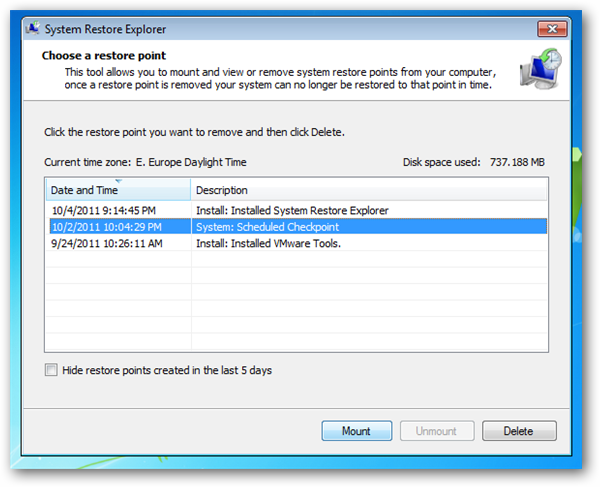 How to Mount a System Restore Point to Restore a Single File