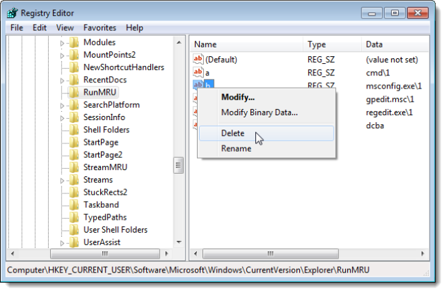 Tweak the History in the Run Dialog Box in Windows
