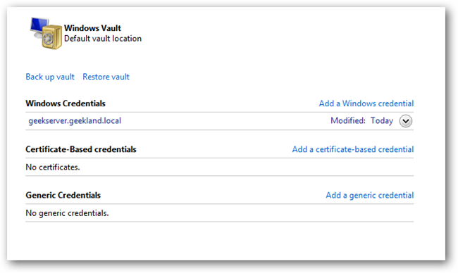 Cache Credentials. Windows How to Add Credentials to the Windows Credential Manager Vault