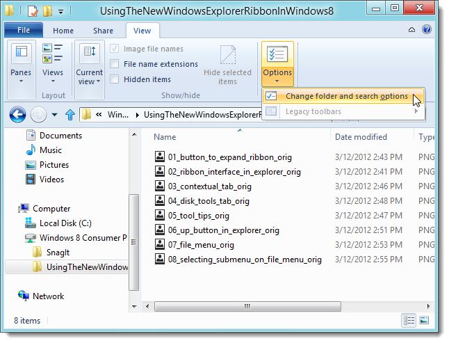 Search Ribbon Using the New Windows Explorer Ribbon in Windows 8