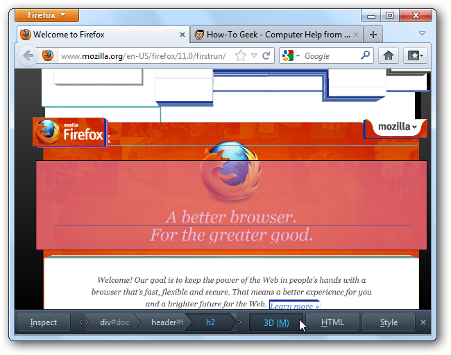 Lift Bitmap Web Browser How to Use Firefox's Web Developer Tools to View Website Structures in 3D