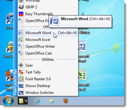 How to Arrange Shortcuts into Groups on the Windows 7 Quick Launch Bar