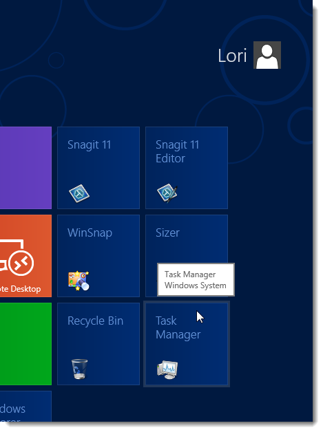 Pin the Task Manager to the Taskbar and the Metro Start Screen in Windows 8
