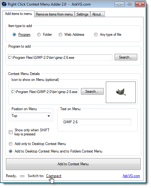 Add Multiple Types of Items to the Desktop Context Menu in Windows 7 or 8