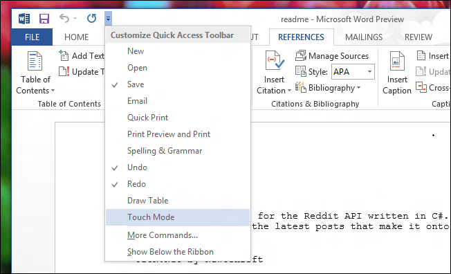 Beginner: How to Enable Touch Mode in Office 2013