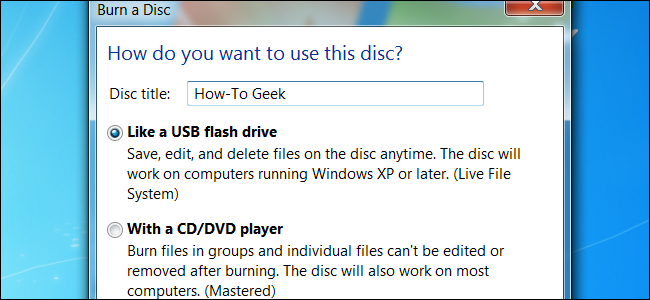 Live File System vs. Mastered Disc Formats in Windows