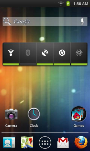 Holo Launcher open on Android Gingerbread.