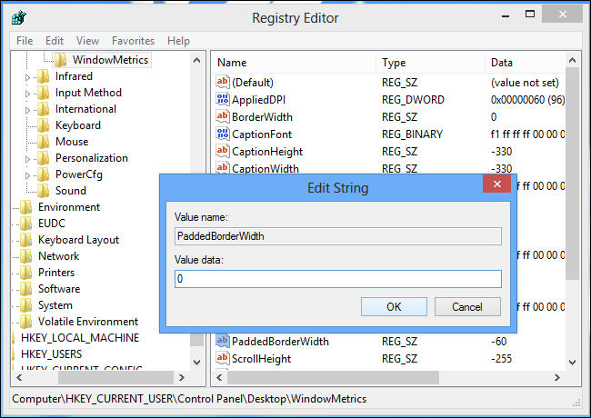 How to Change the Window Border Size in Windows 8