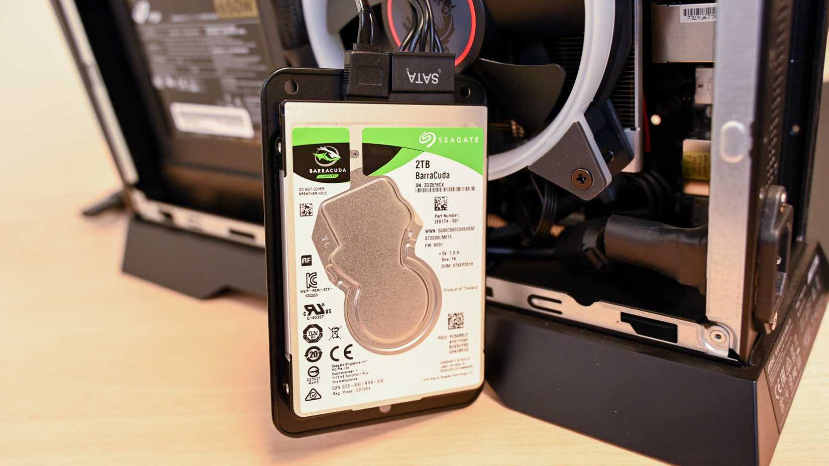 A mechanical hard drive.