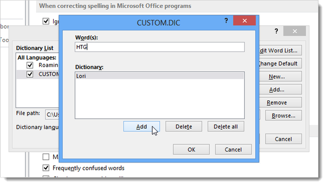 How to Use Custom Dictionaries in Word 2013