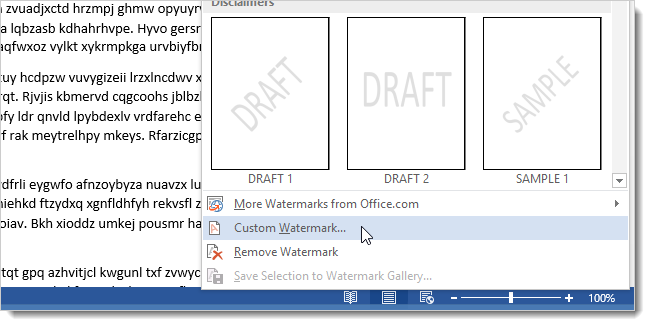 How to Add a Watermark to a Document in Word 2013