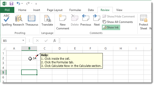 Add Comments to Formulas and Cells in Excel 2013