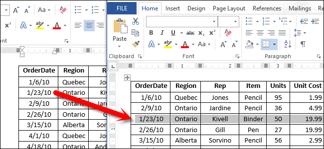 How to Quickly Move a Row in a Word 2013 Table