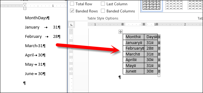 How to Convert Text to a Table and a Table to Text in Word 2013