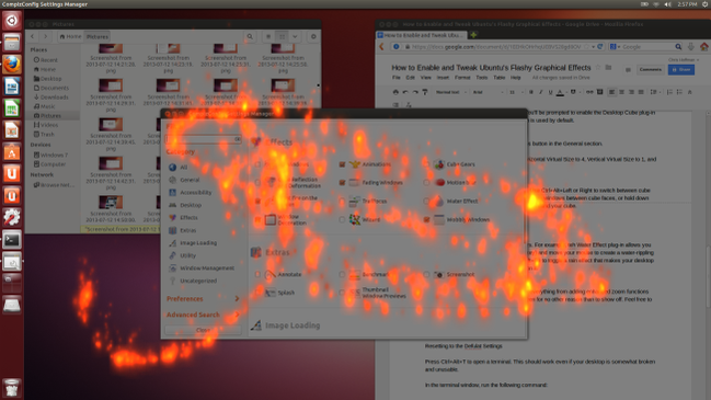 A screenshot of the compiz fire effect.