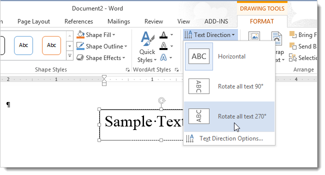 Text Rotation Orientation How to Change the Direction of Text in Word 2013