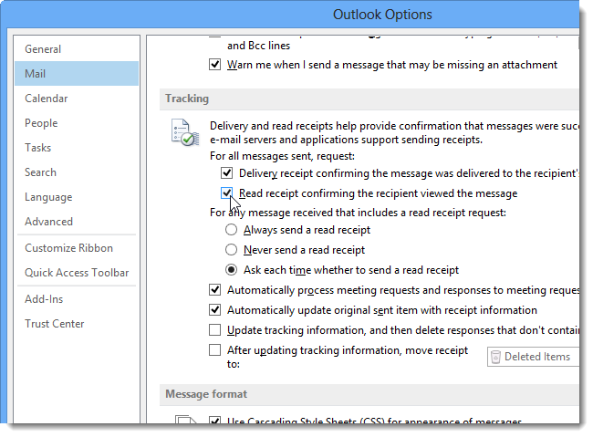 How to Request a Delivery/Read Receipt in Outlook 2013