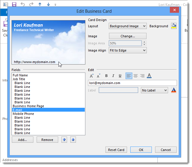 How to Apply a Business Card Template to a Contact and Customize it in ...