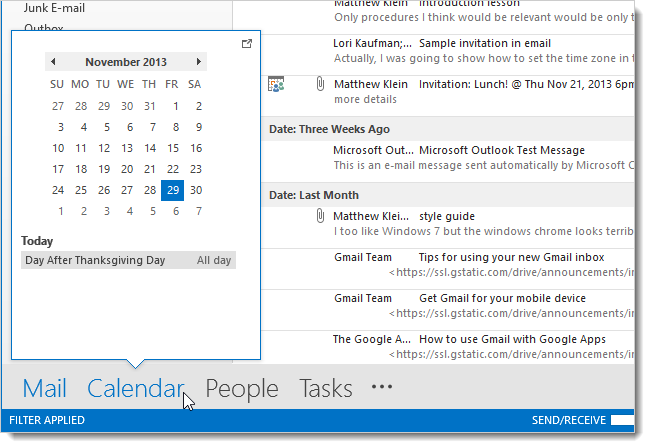 How to Make the Navigation Bar Compact in Outlook 2013