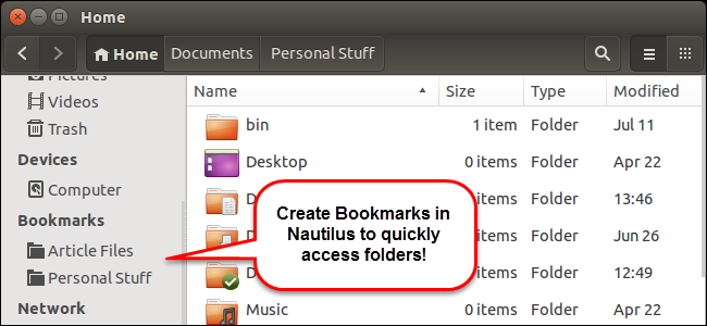 Beginner: How to Add a Bookmark to a Location in Nautilus (Files) in ...