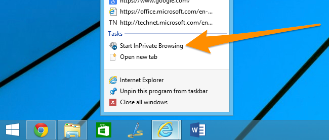 Open IE's Private Browsing Mode the Easy Way