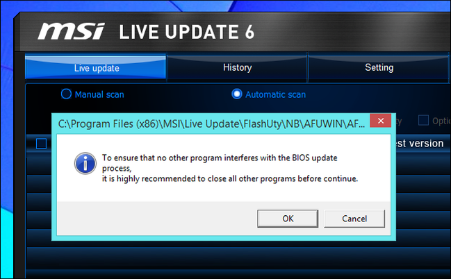 MSI BIOS BIOS flashes a utility. 