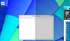 Snapping a window with the mouse in Windows 10.
