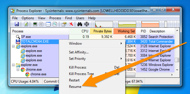 process explorer shows an empty window - bug reports -... How to Pause or Resume a Windows Application using Process Explorer