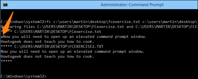 How to Use FC (File Compare) from the Windows Command Prompt