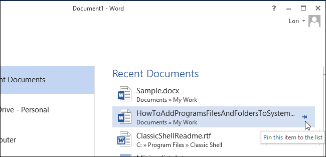 How to Pin Most-Used Files and Folders to the Open Screen in Office 2013