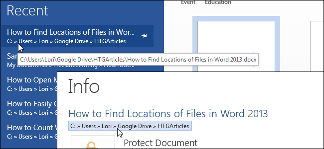 How to Find Locations of Files in Word
