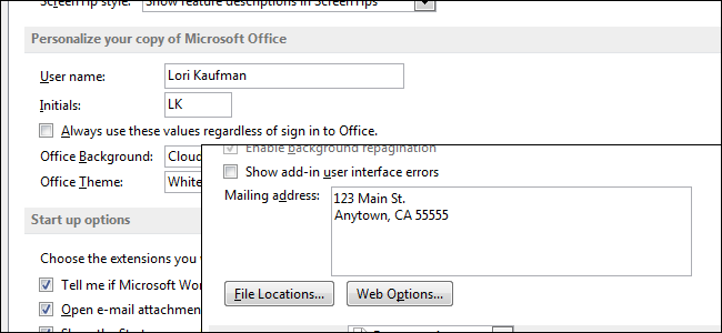 How to Set the User Information in Word 2013