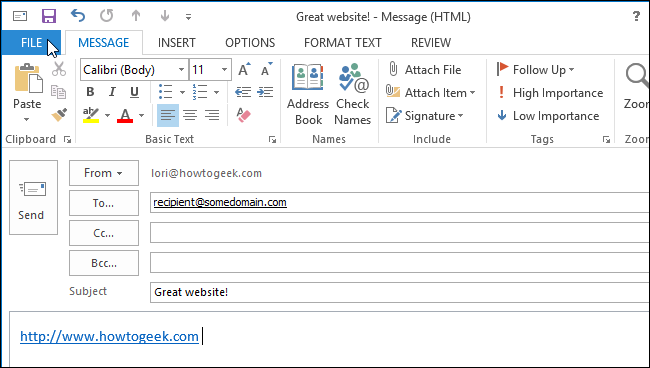 How to Follow Hyperlinks in Outlook 2013 Without Holding Down the Ctrl Key