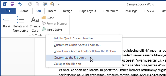 How to Reset the Ribbon to its Default Settings in Office 2013