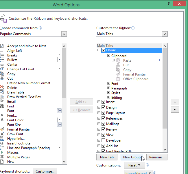 Microsoft Ribbon Design How to Customize Existing Tabs on the Ribbon in Office 2013