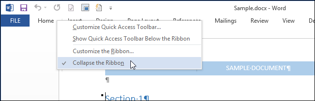 Remove Ribbon Button How to Quickly Show or Hide the Ribbon in Office 2013
