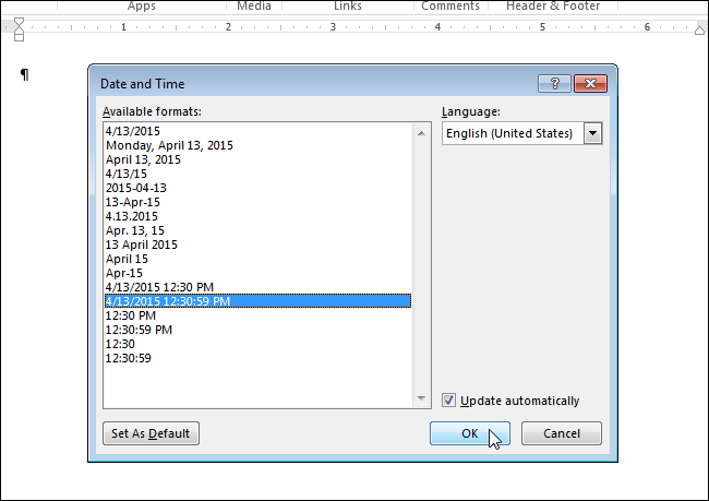 How to Easily Insert the Formatted Date and Time in Microsoft Word