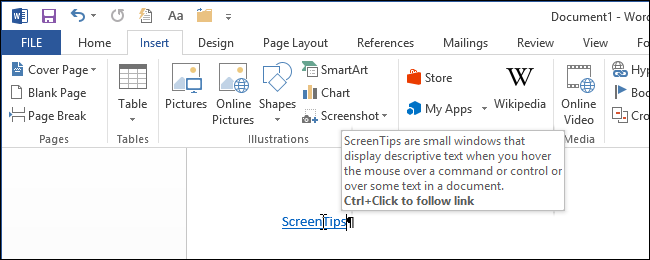 Screentip Comment How to Create Custom ScreenTips in Word 2013