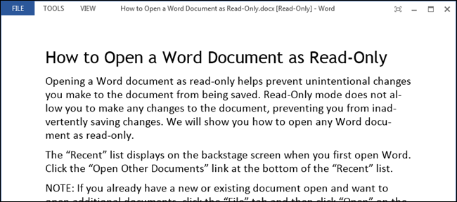 How to Open a Word Document as Read-Only