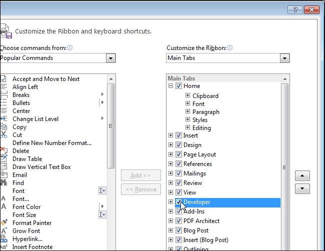 How to Show the Developer Tab on the Ribbon in Office Programs